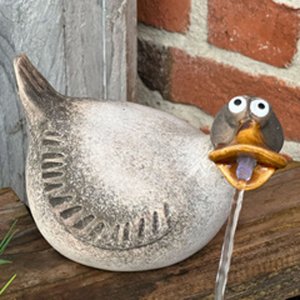 Wasserspeier Ente aus Keramik mit Pumpe 230V