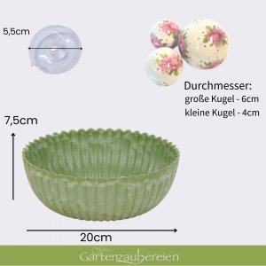 Miniteich grüne Schale 20cm Rosenkugeln und Blütenring