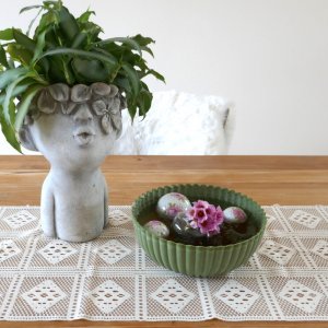 Miniteich grüne Schale 20cm Rosenkugeln und Blütenring