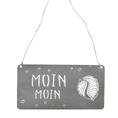 Gartenschild Moin Moin zum hängen 28x15cm  in grau