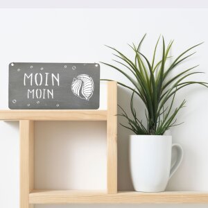 Gartenschild Moin Moin zum hängen 28x15cm  in grau