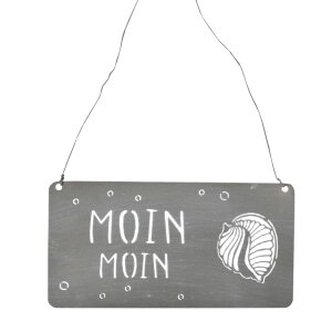 Gartenschild Moin Moin zum hängen 28x15cm  in grau