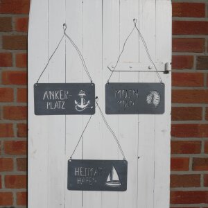 Gartenschild Moin Moin zum hängen 28x15cm  in grau