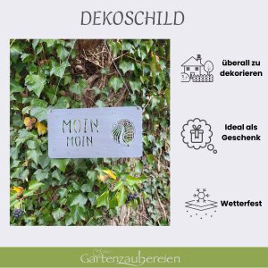 Gartenschild Moin Moin zum hängen 28x15cm  in grau