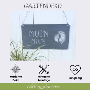 Gartenschild Moin Moin zum hängen 28x15cm  in grau