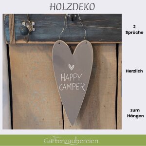 Deko Herz Happy Camper - Mittagsstündchen aus Holz