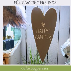 Deko Herz Happy Camper - Mittagsstündchen aus Holz