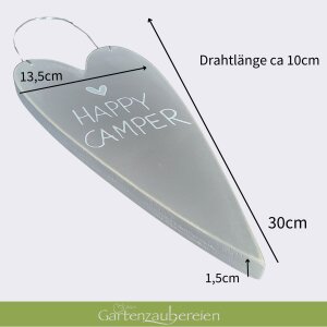 Deko Herz Happy Camper - Mittagsstündchen aus Holz