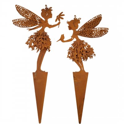 Gartenstecker Elfen- Feenstecker 2er Set, Rostoptik