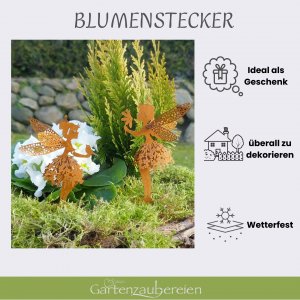 Gartenstecker Elfen- Feenstecker 2er Set, Rostoptik