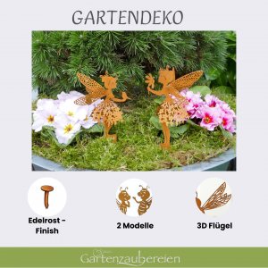 Gartenstecker Elfen- Feenstecker 2er Set, Rostoptik
