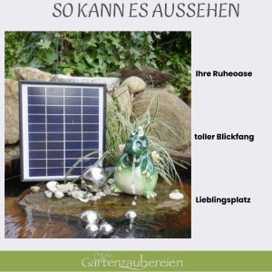 Wasserspeier Drache grün mit Akku Solarpumpe Keramik
