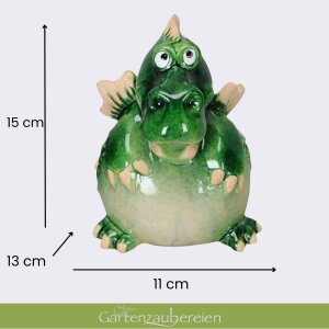 Wasserspeier Drache grün mit Akku Solarpumpe Keramik