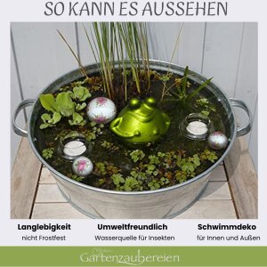 3 Schwimmkugeln mit Rosenmuster und Teelichtschalen