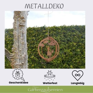 3D Windspiel Metall hängend in Edelrost - Motiv Mary