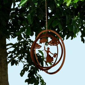 3D Windspiel Metall hängend in Edelrost - Motiv Mary