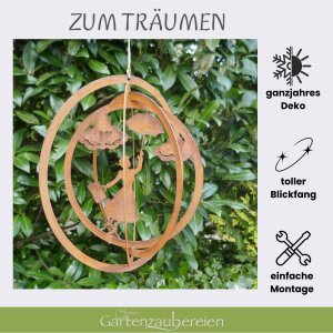3D Windspiel Metall hängend in Edelrost - Motiv Mary