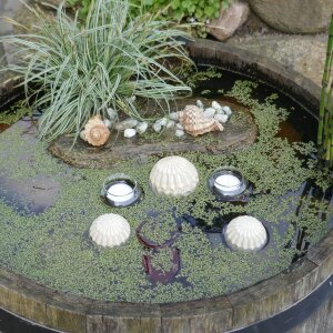 Schwimmkugeln creme, Keramik mit Teelichtgläsern 5...