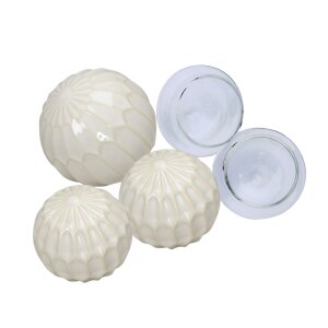 Schwimmkugeln creme, Keramik mit Teelichtgläsern 5...