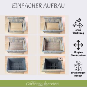 Holzkiste mit Wasserspeier Möwe und Akku Solarpumpe 6er Set Schwimmkugeln