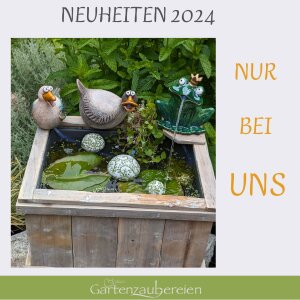 Miniteich Set mit Möwe & Holzkiste | Maritimes Wasserspiel