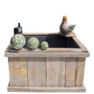 Miniteich Set mit Möwe & Holzkiste | Maritimes Wasserspiel