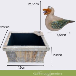 Miniteich Set mit Möwe & Holzkiste | Maritimes Wasserspiel