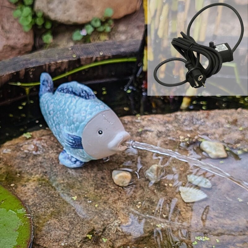 Wasserspeier Keramik Fisch, Blau-Trkis mit 230V Pumpe, 18,95 Wasserspeier Keramik Fisch, Blau-Trkis mit 230V Pumpe, 18,95