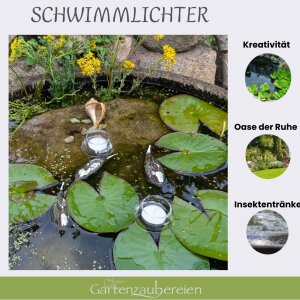 Schwimmfische Miniteich - 3 silberne Keramikfische 11cm - Dekorative Schwimmschalen für Teelichter - Set für Teich - Miniteichdeko - Schwimmfische Teich