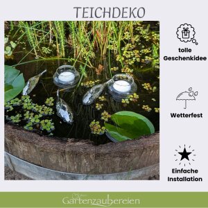 Schwimmfische Miniteich - 3 silberne Keramikfische 11cm - Dekorative Schwimmschalen für Teelichter - Set für Teich - Miniteichdeko - Schwimmfische Teich