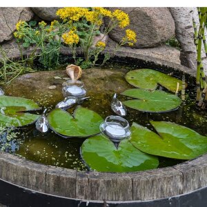 Schwimmfische Miniteich - 3 silberne Keramikfische 11cm - Dekorative Schwimmschalen für Teelichter - Set für Teich - Miniteichdeko - Schwimmfische Teich