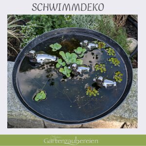 Miniteich Set, graue Schale und Schwimmenten silber