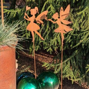 Beetstecker Elfen 2er Set mit Herz und Blume 80cm