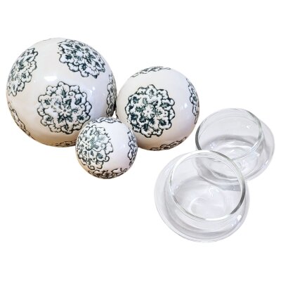 Schwimmkugeln  Teelichter Set –  Keramik-Deko für Miniteiche - 5 teilig