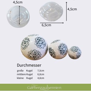 3 Schwimmkugeln weiß mit Blumen + 2Teelichter