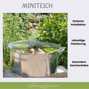 Solarbrunnen Set mit 40L Zinkwanne – Mini-Teich für Garten