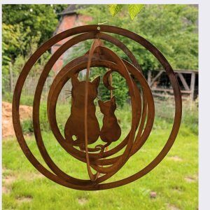 Windspiel Katze in Edelrost | 3D Gartendeko