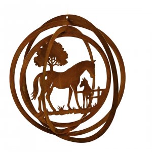 Windspiel Pferd aus Edelrost zum Hängen