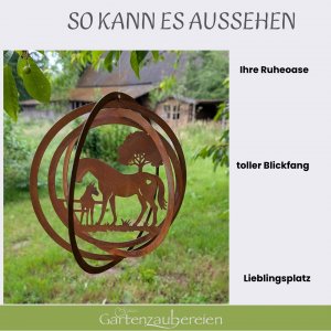 Windspiel Pferd aus Edelrost zum Hängen