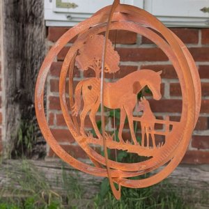 Windspiel Pferd aus Edelrost zum Hängen