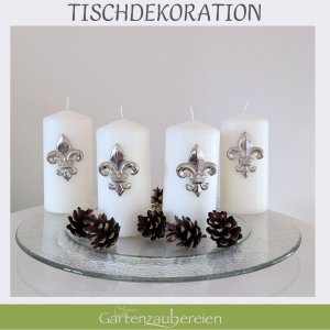 Kerzenpin Lilie 4er Set in silber Kerzendeko Tischdeko