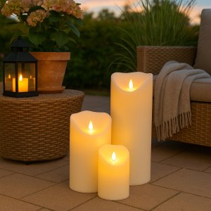 LED Kerzen 3er Set mit Fernbedienung und Timer