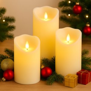 LED Kerzen 3er Set mit Fernbedienung und Timer