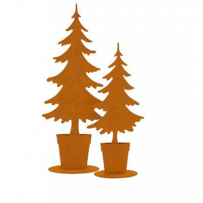 Metall Tannenbaum 2er Set Rostoptik – Weihnachtsdeko
