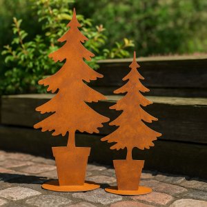Metall Tannenbaum 2er Set Rostoptik – Weihnachtsdeko