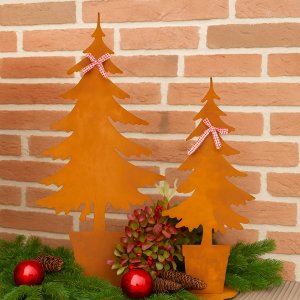 Metall Tannenbaum 2er Set Rostoptik – Weihnachtsdeko