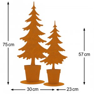 Metall Tannenbaum 2er Set Rostoptik – Weihnachtsdeko