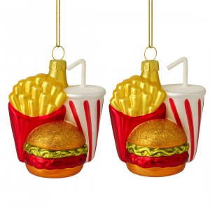 Weihnachtskugel Glas 2er Set – Fast Food Design mit...