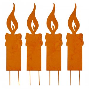 Kerzenflamme Gartenstecker 4er Set – Edelrost...