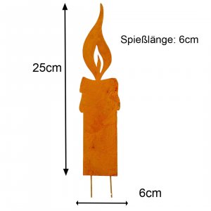 Kerzenflamme Gartenstecker 4er Set – Edelrost Metall Flamme